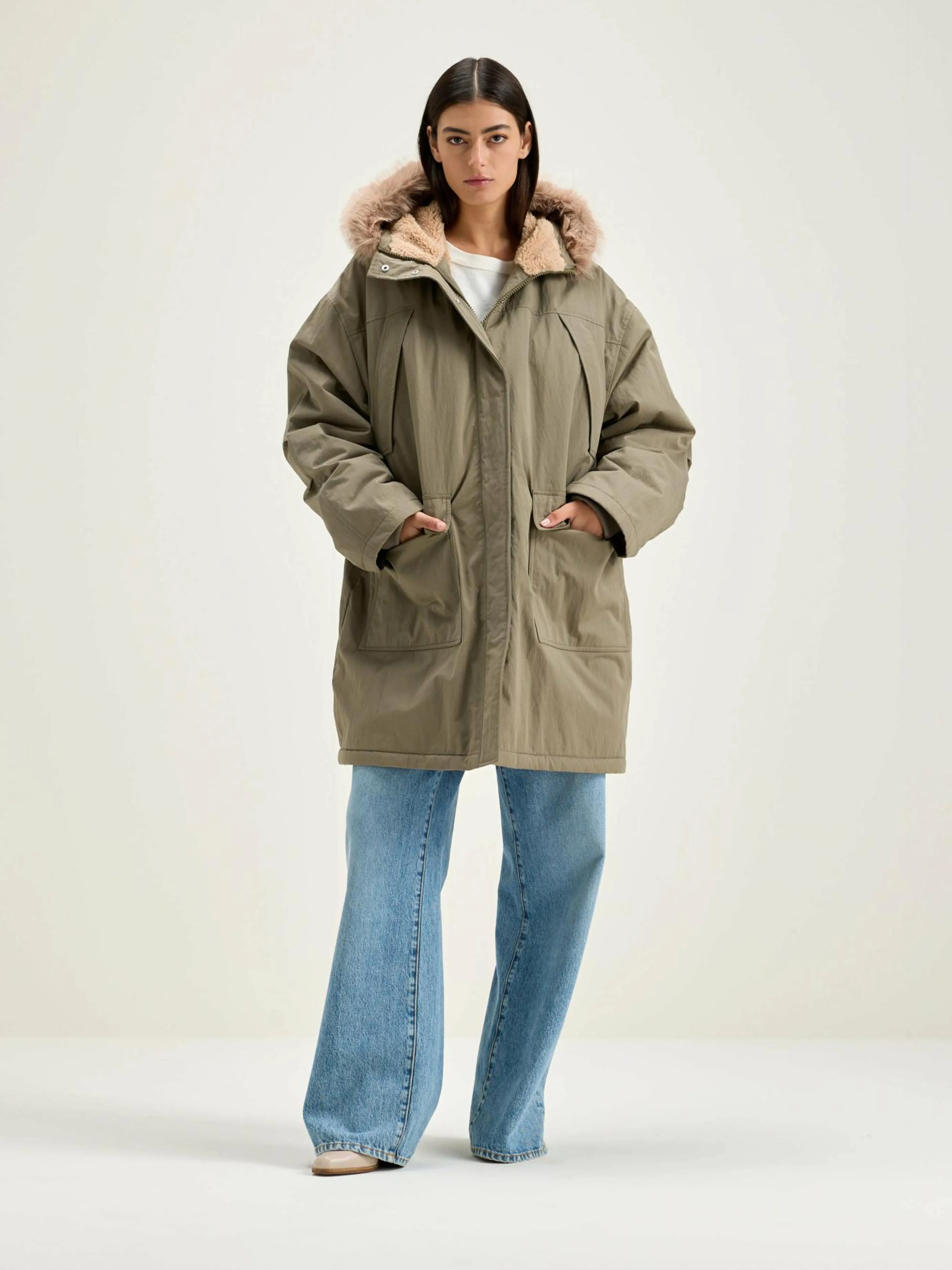 Shop Bellerose Hoggar Duffel Parka Dust