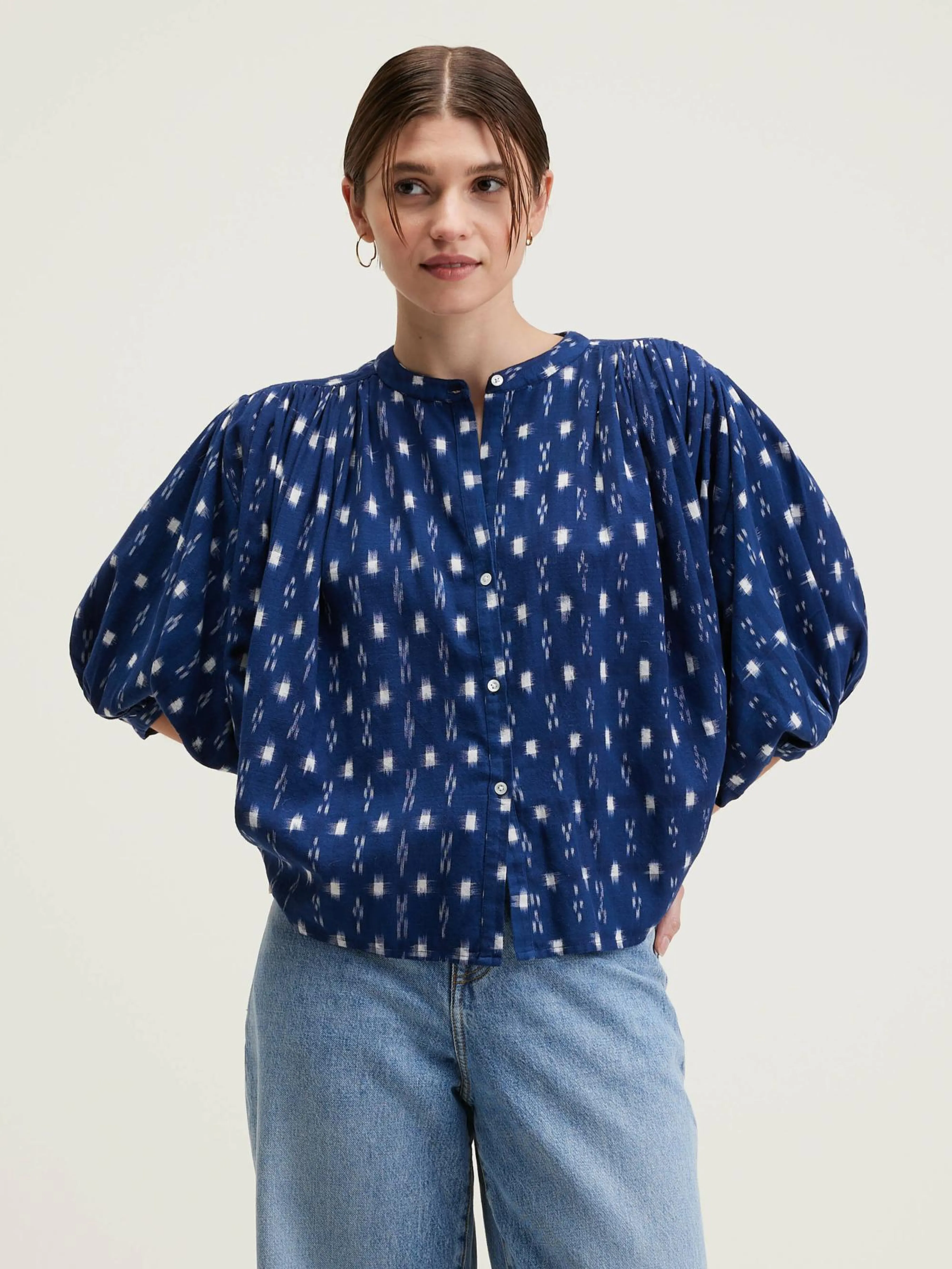 Shop Bellerose Ink Cropped Blouse Myosotis