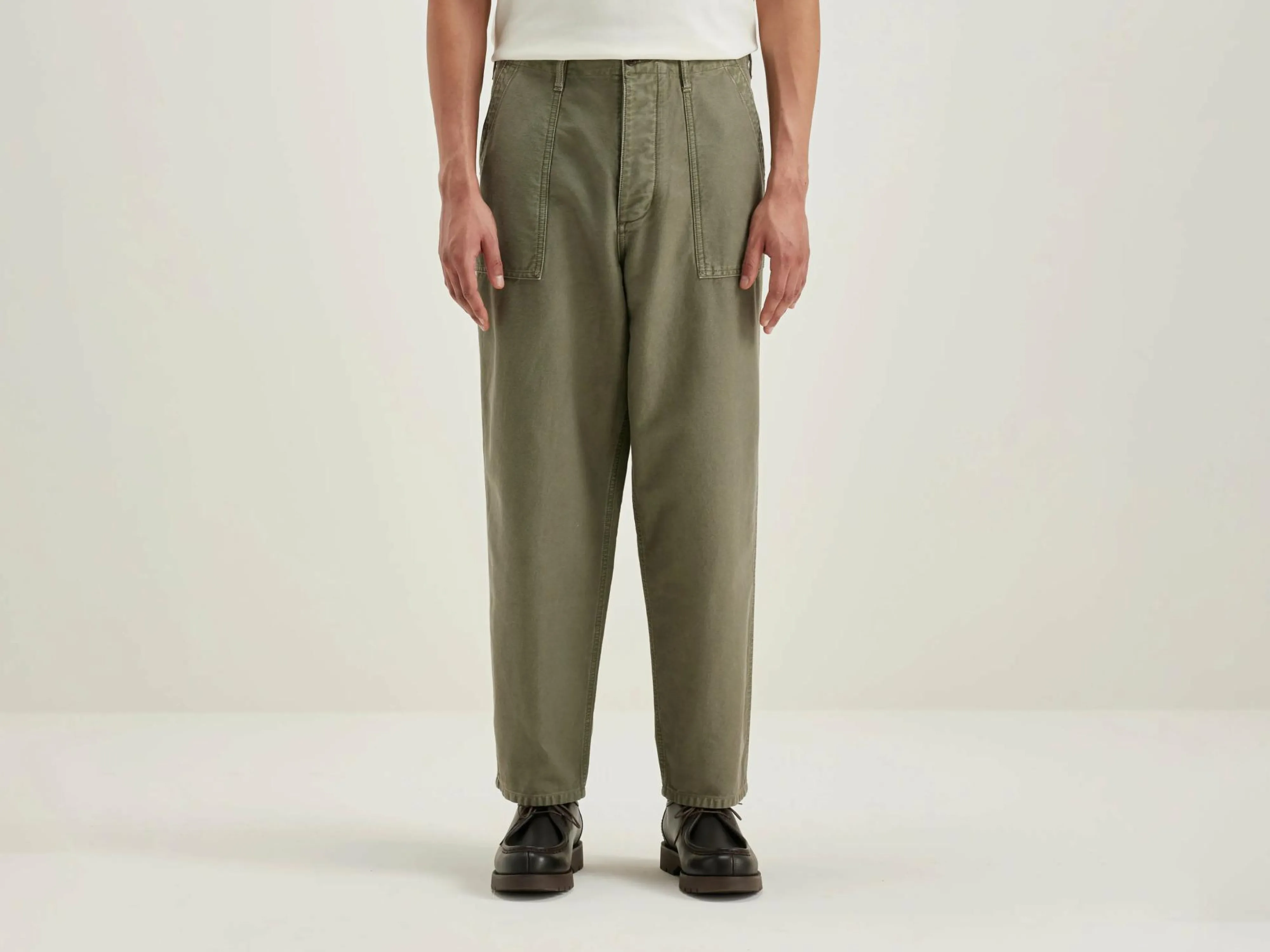 New Bellerose Kargo Relaxed Cropped Broek Dusty olive