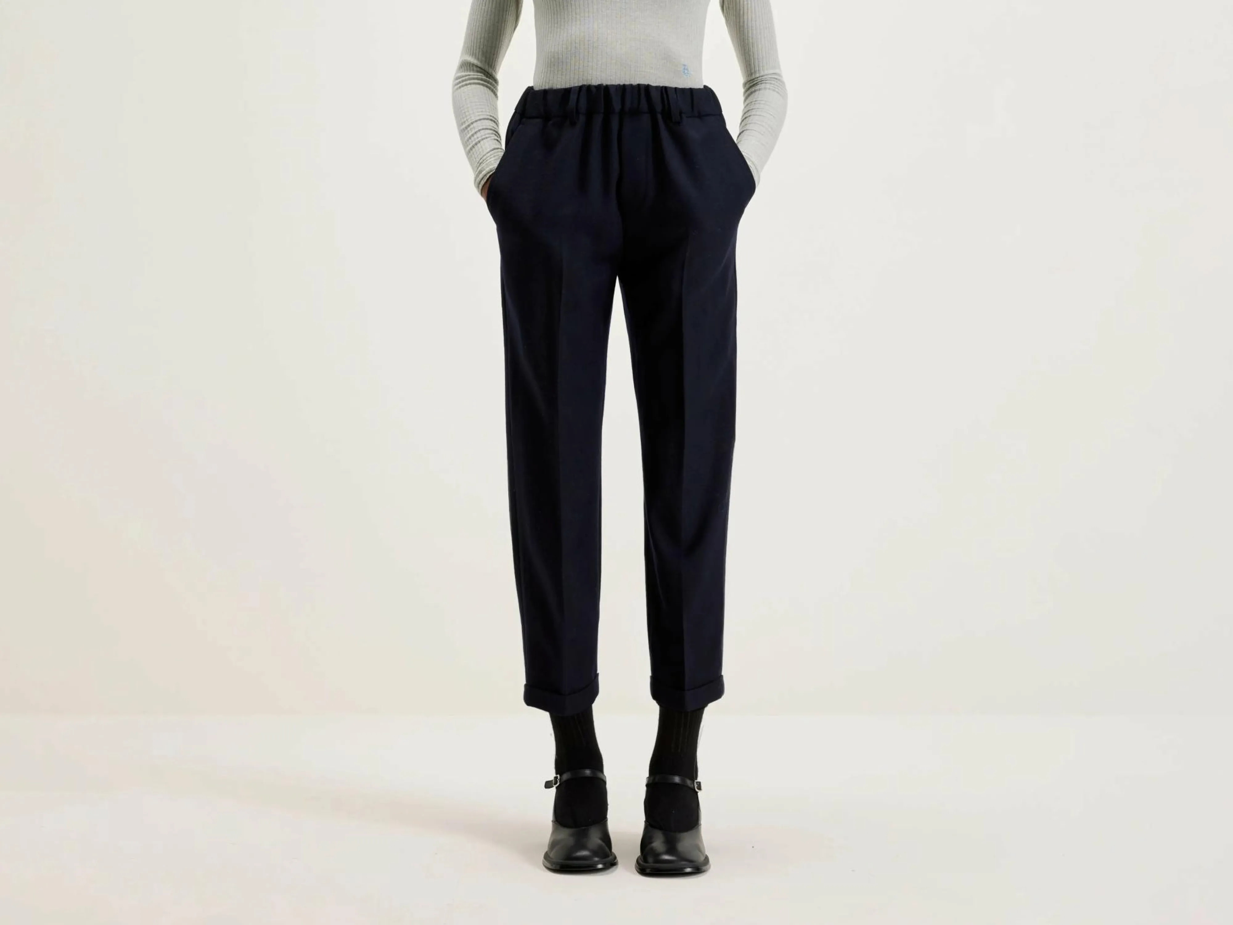 Online Nicholson & Nicholson Sand Boyfriend Broek Van Wol