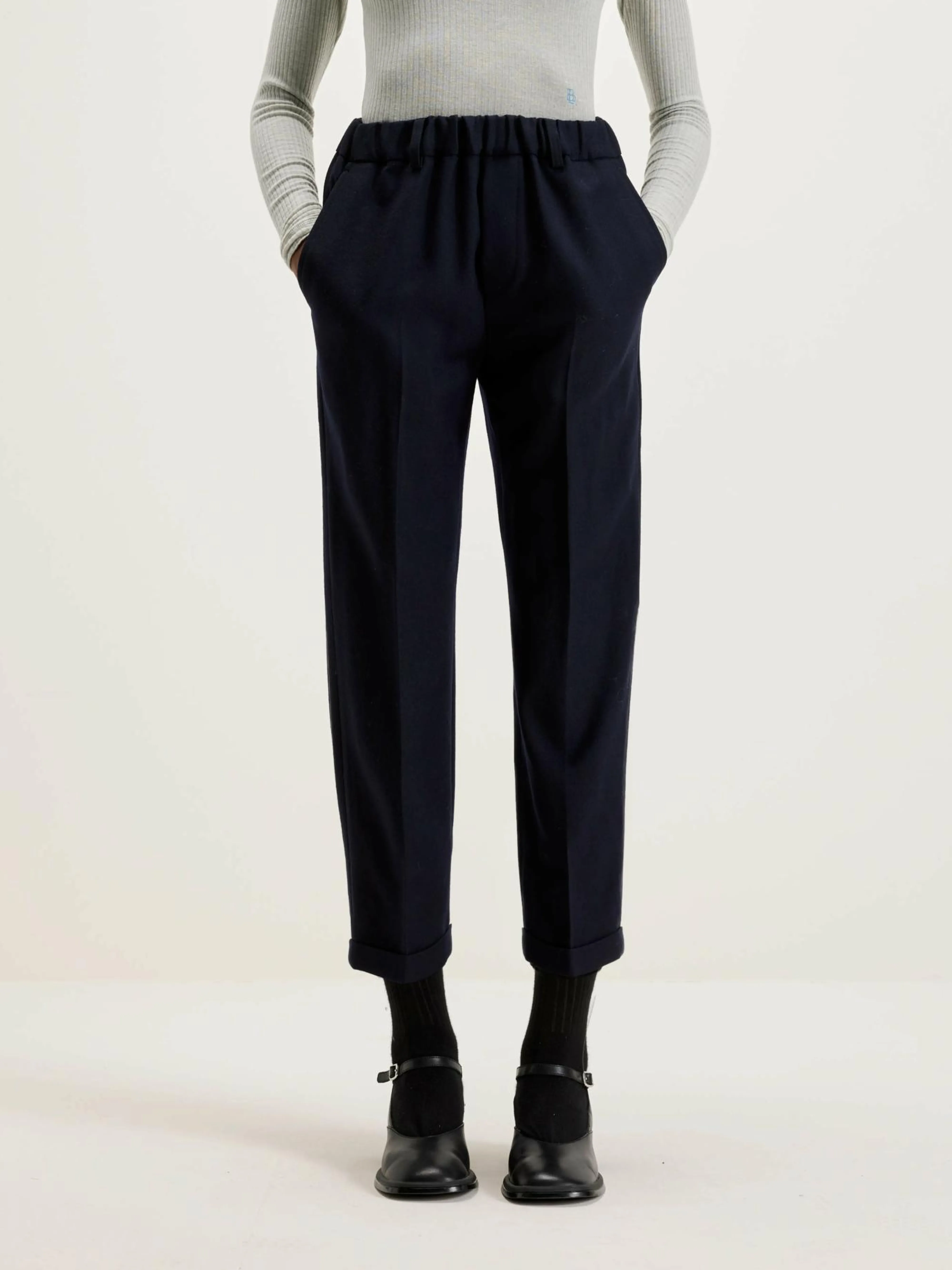 Online Nicholson & Nicholson Sand Boyfriend Broek Van Wol