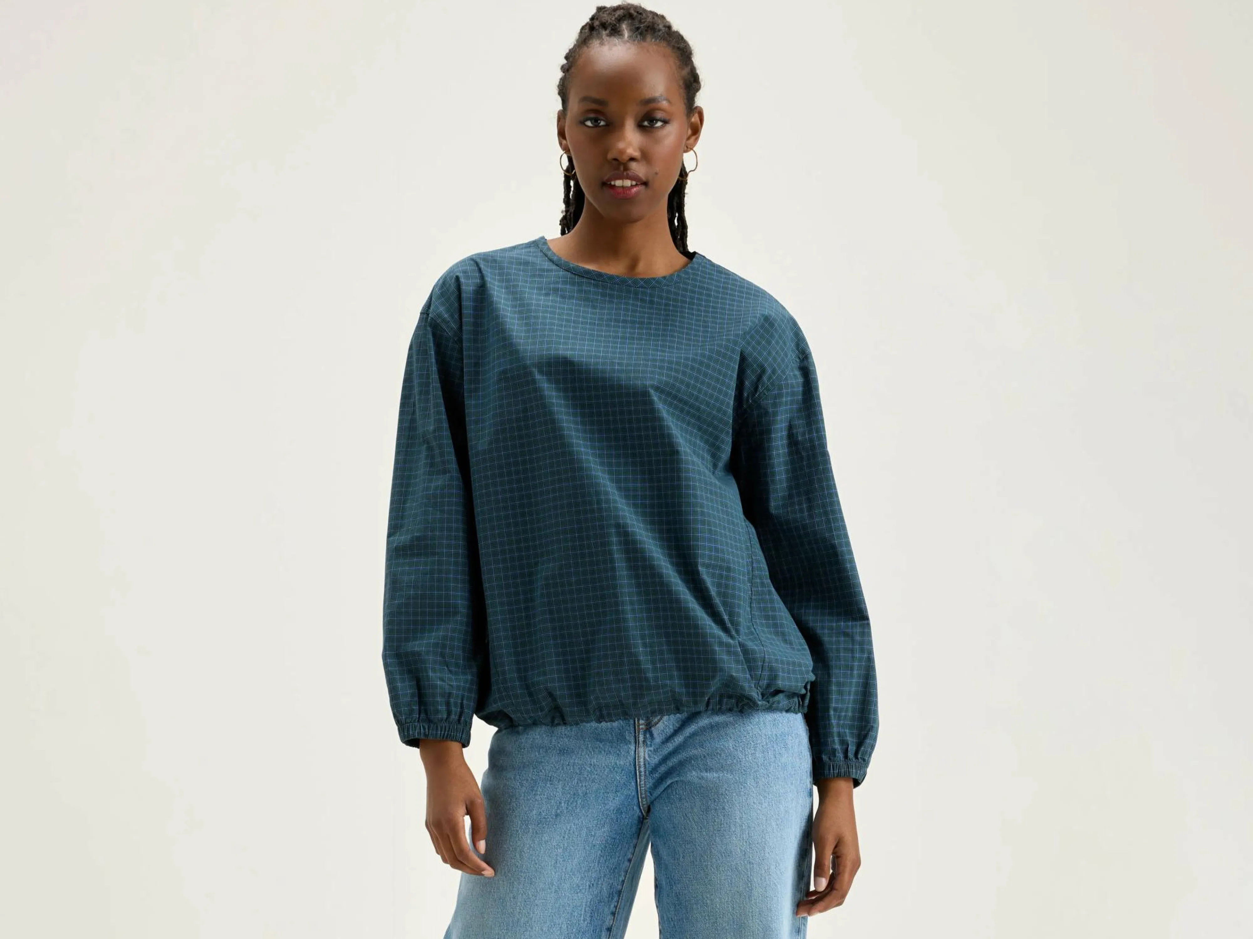 Online Bellerose Padoue Geruite Blouse Myrtille / Sea pine