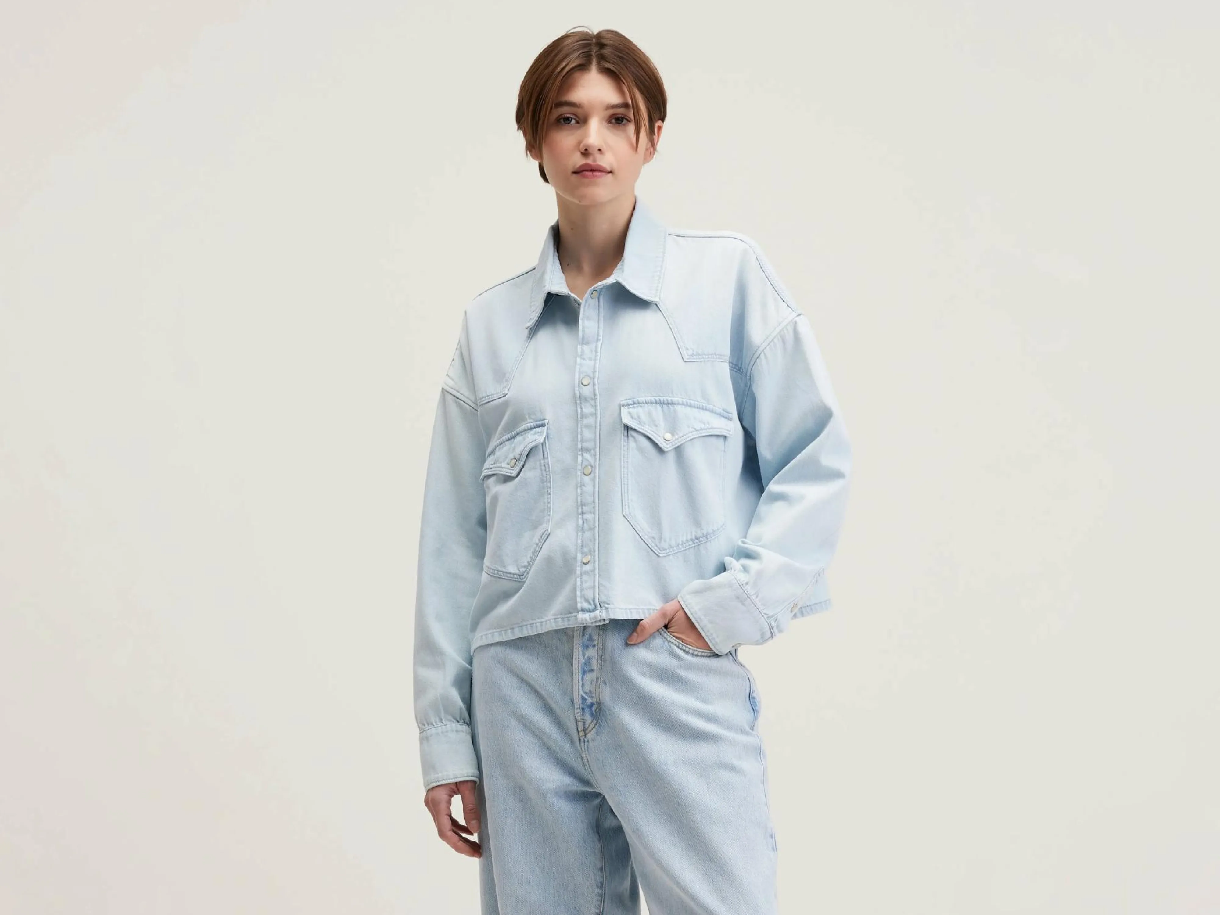 Store Bellerose Polar Cropped Hemd Used light blue