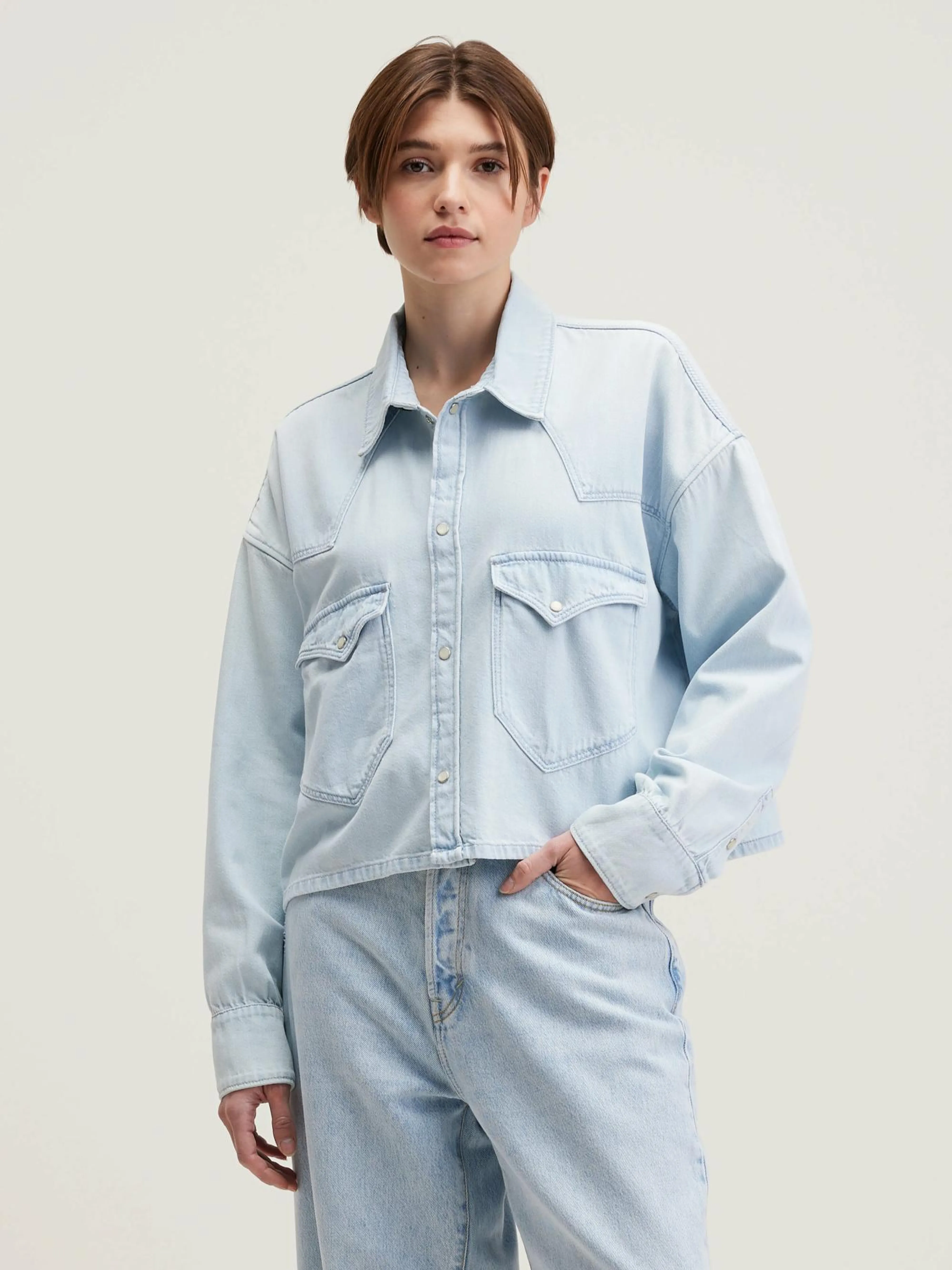 Store Bellerose Polar Cropped Hemd Used light blue