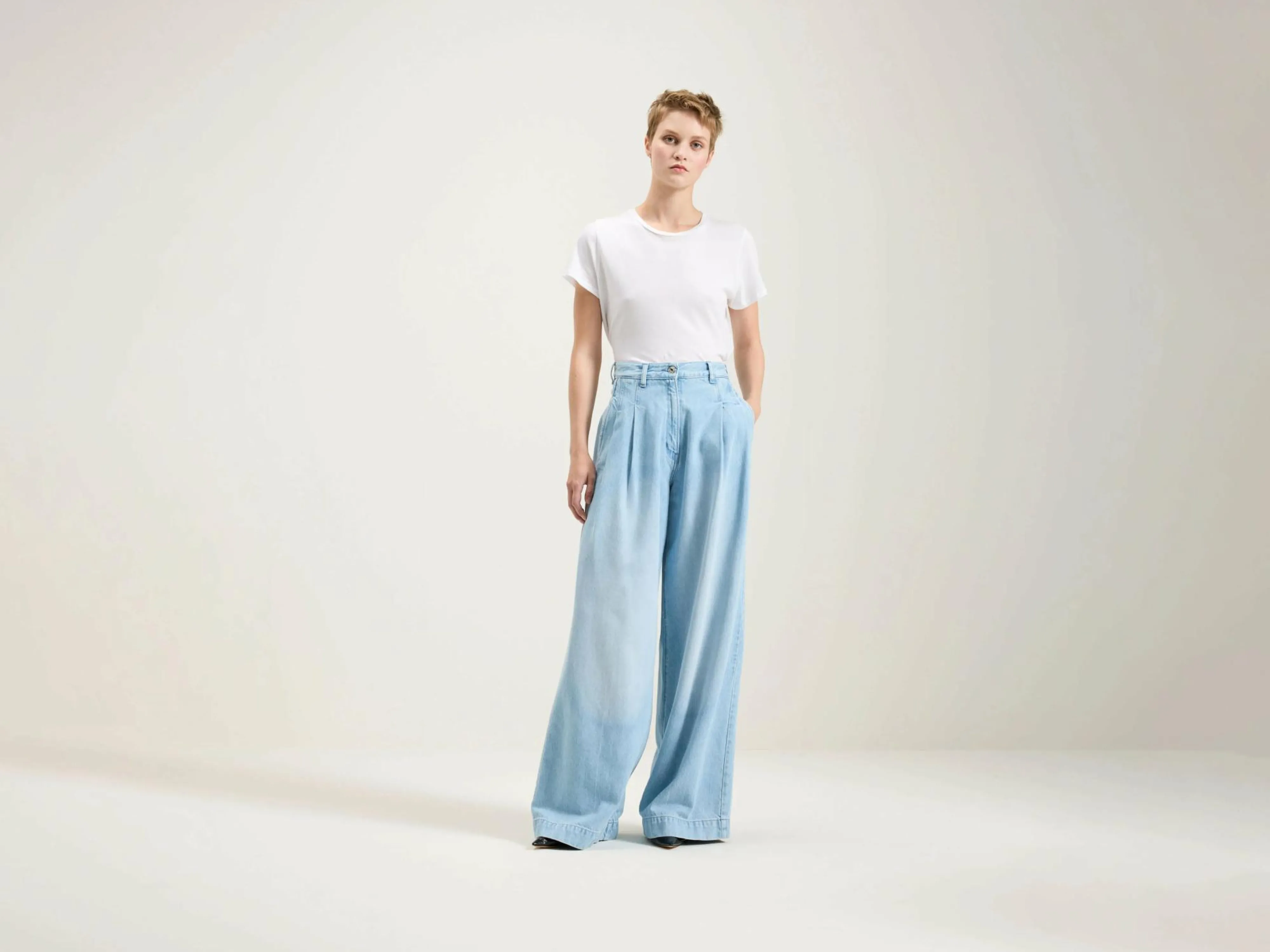 Outlet Bellerose Pops Superwijde Jeans Used light blue