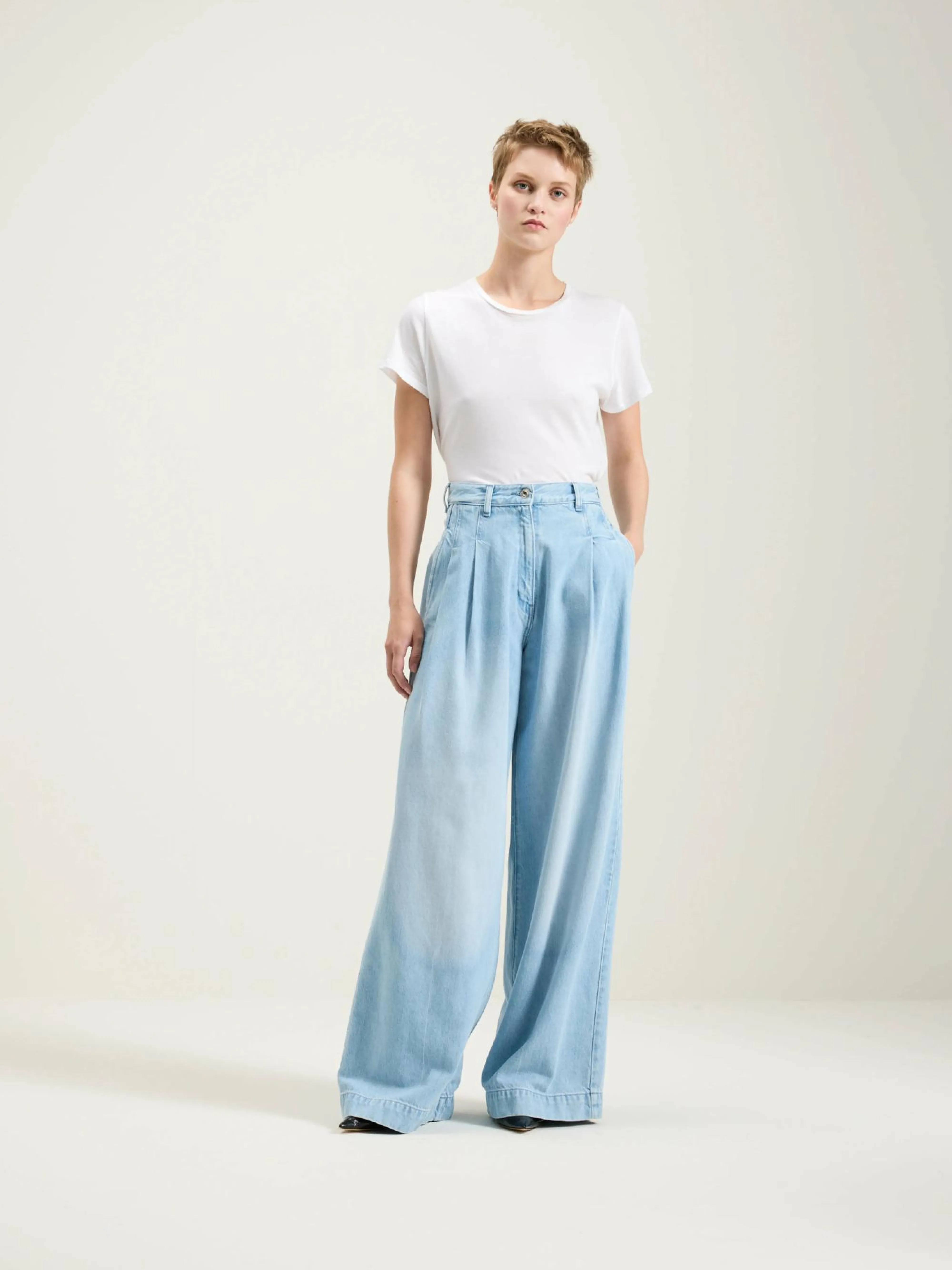 Outlet Bellerose Pops Superwijde Jeans Used light blue