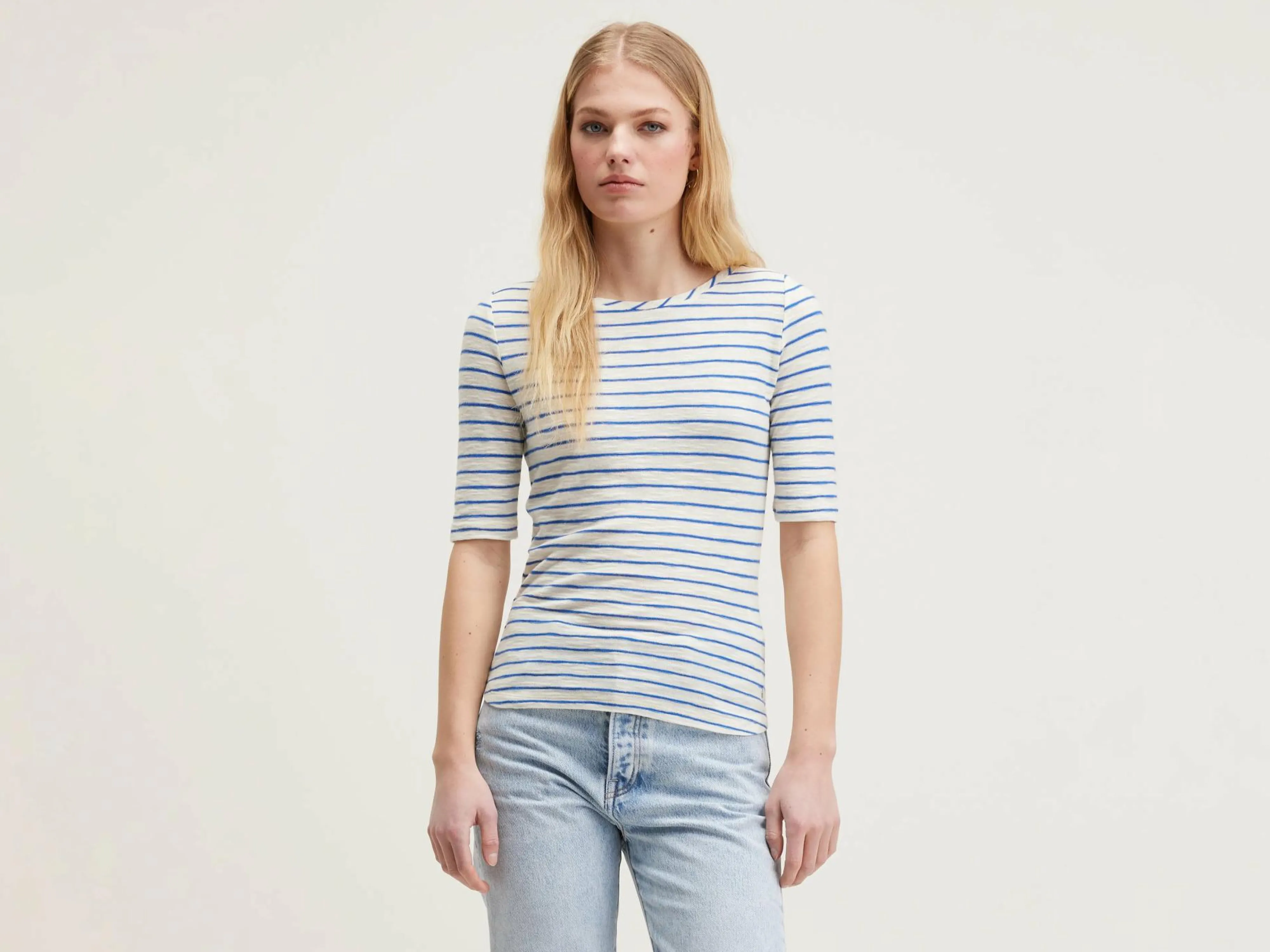 Clearance Bellerose Seas Slim T-shirt Ecru / True blue