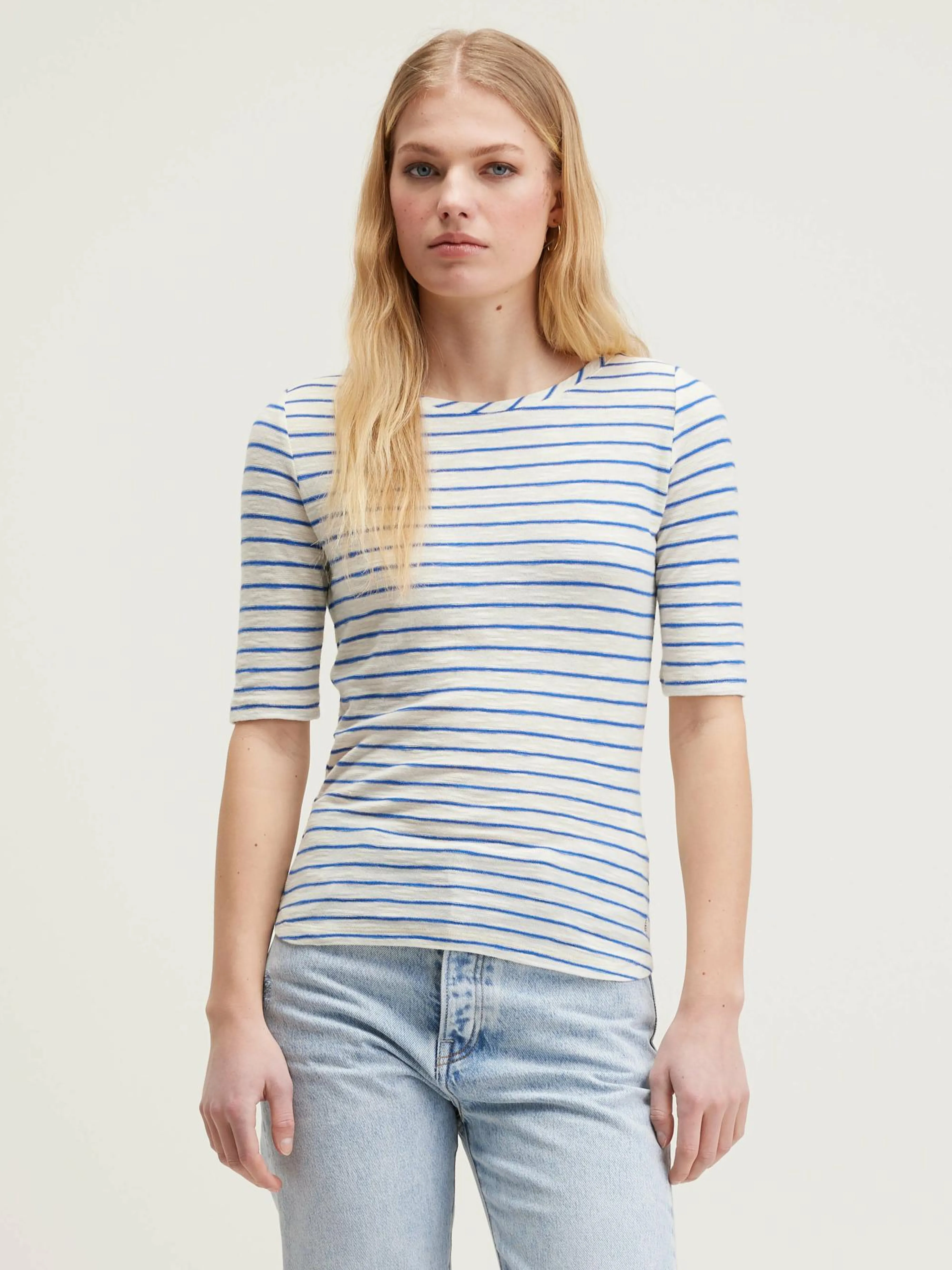 Clearance Bellerose Seas Slim T-shirt Ecru / True blue