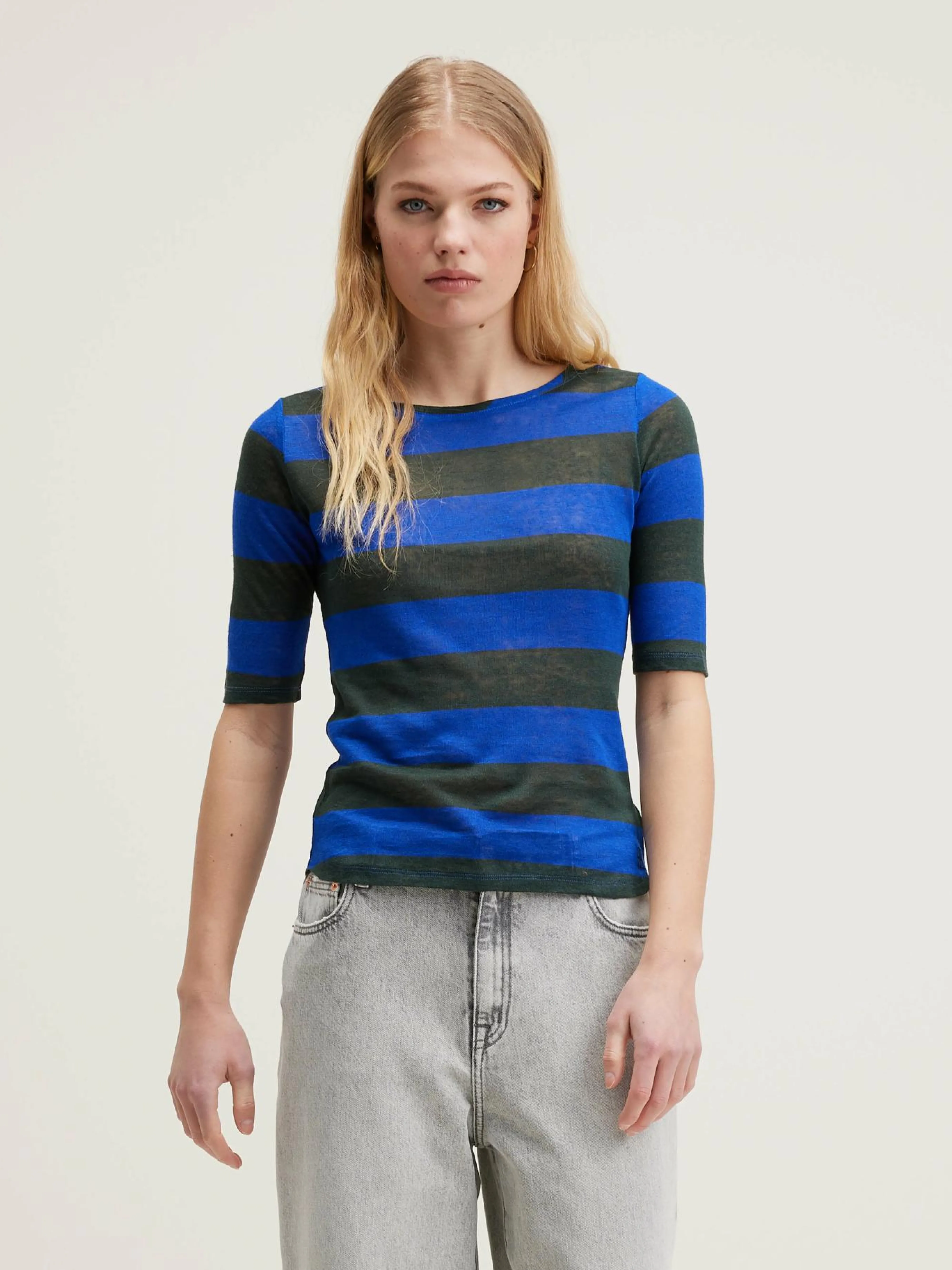 Outlet Bellerose Seas Slim T-shirt Black beauty / True blue