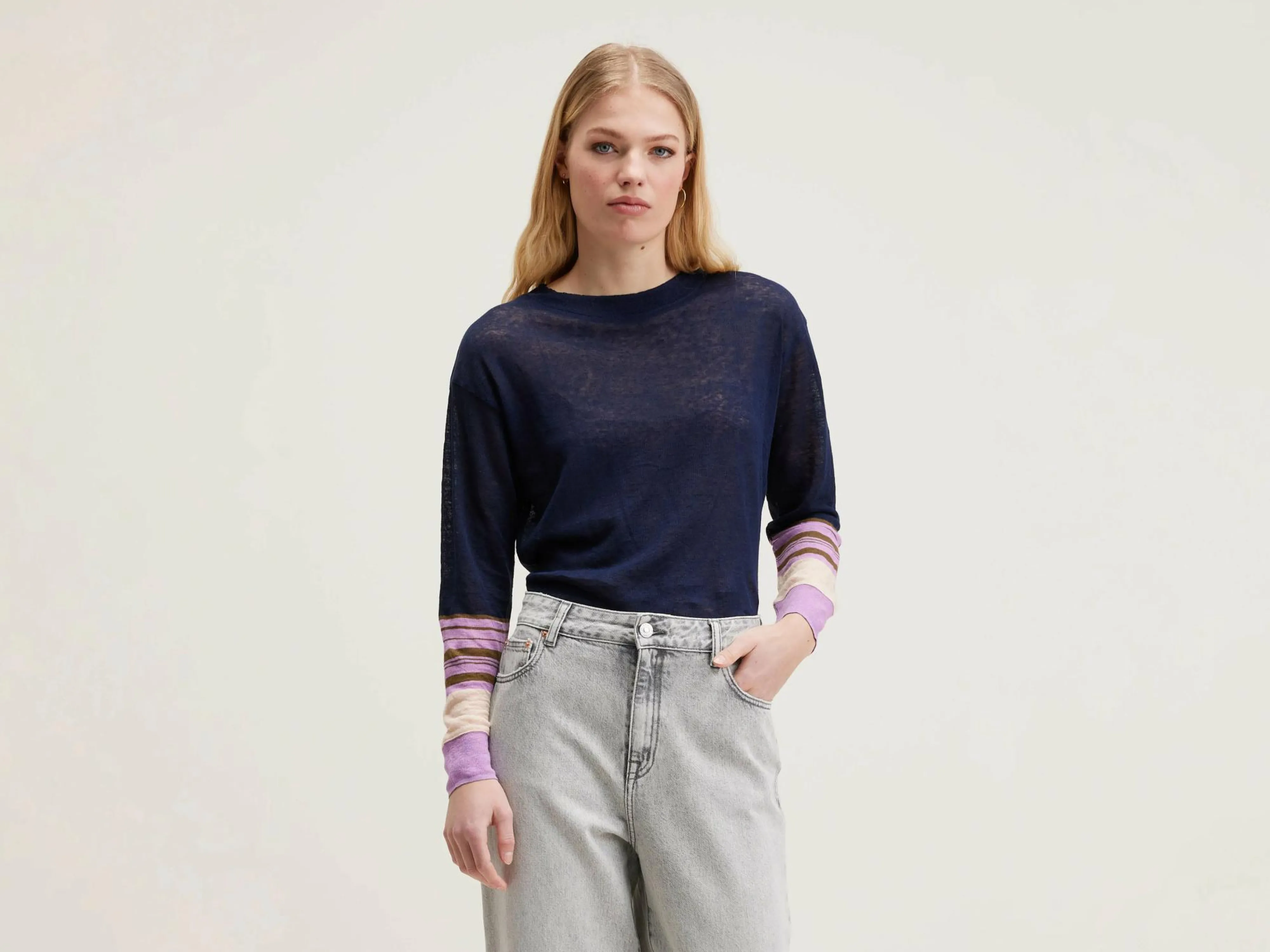 Best Bellerose Senia Relaxed Linnen T-shirt Bonbon / Naval