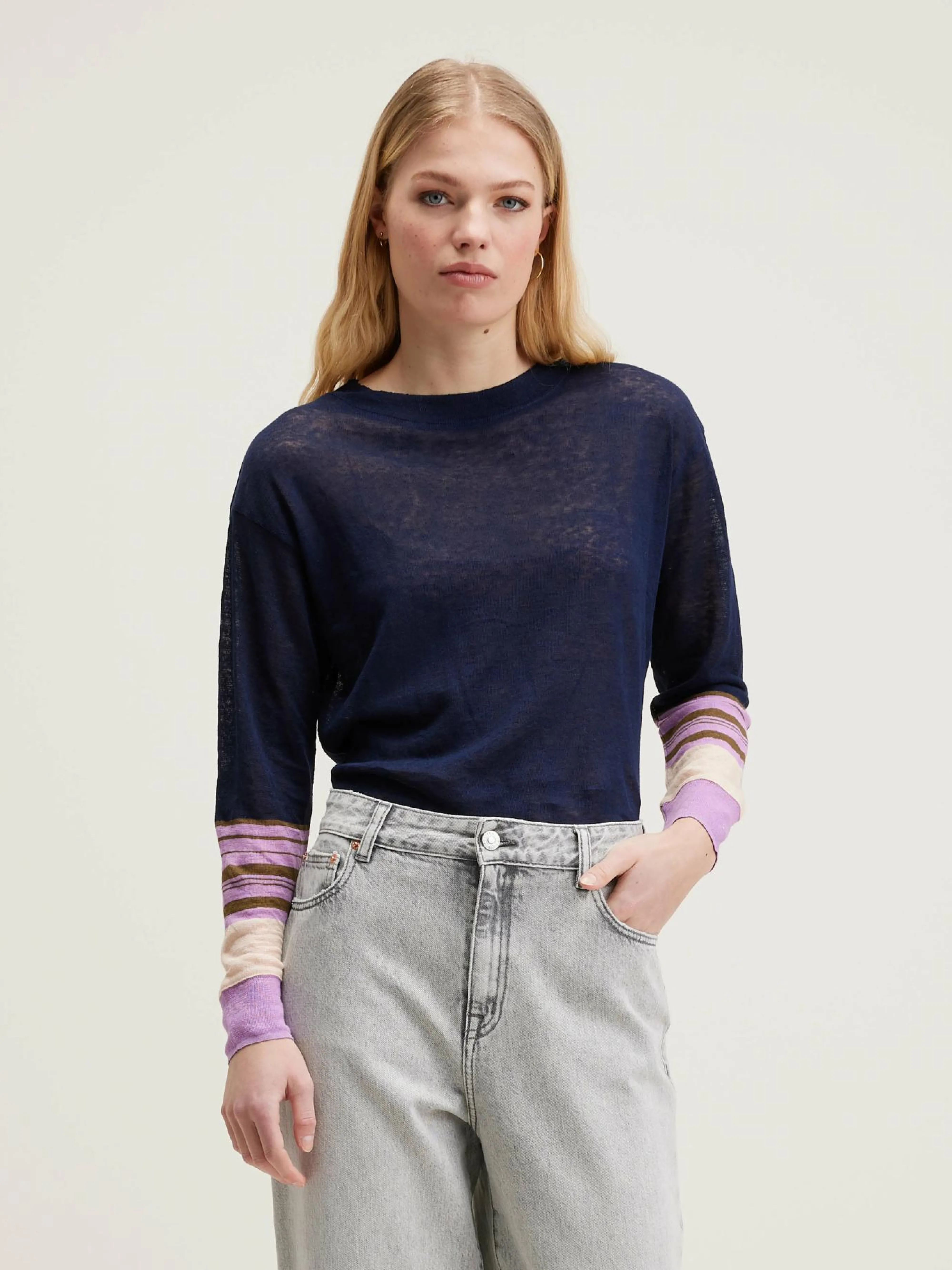 Best Bellerose Senia Relaxed Linnen T-shirt Bonbon / Naval