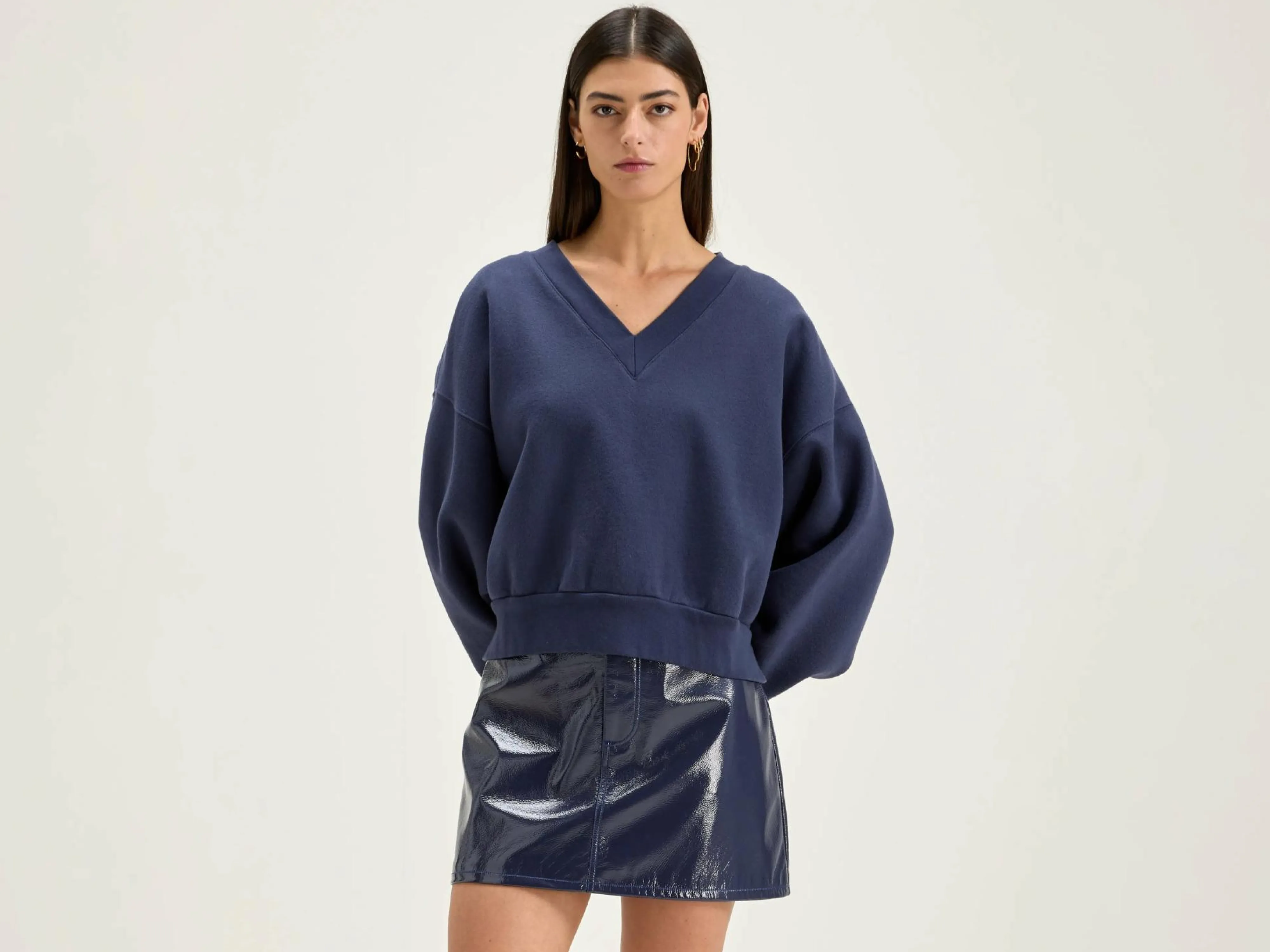 Store Bellerose Varola V-hals Sweatshirt Naval