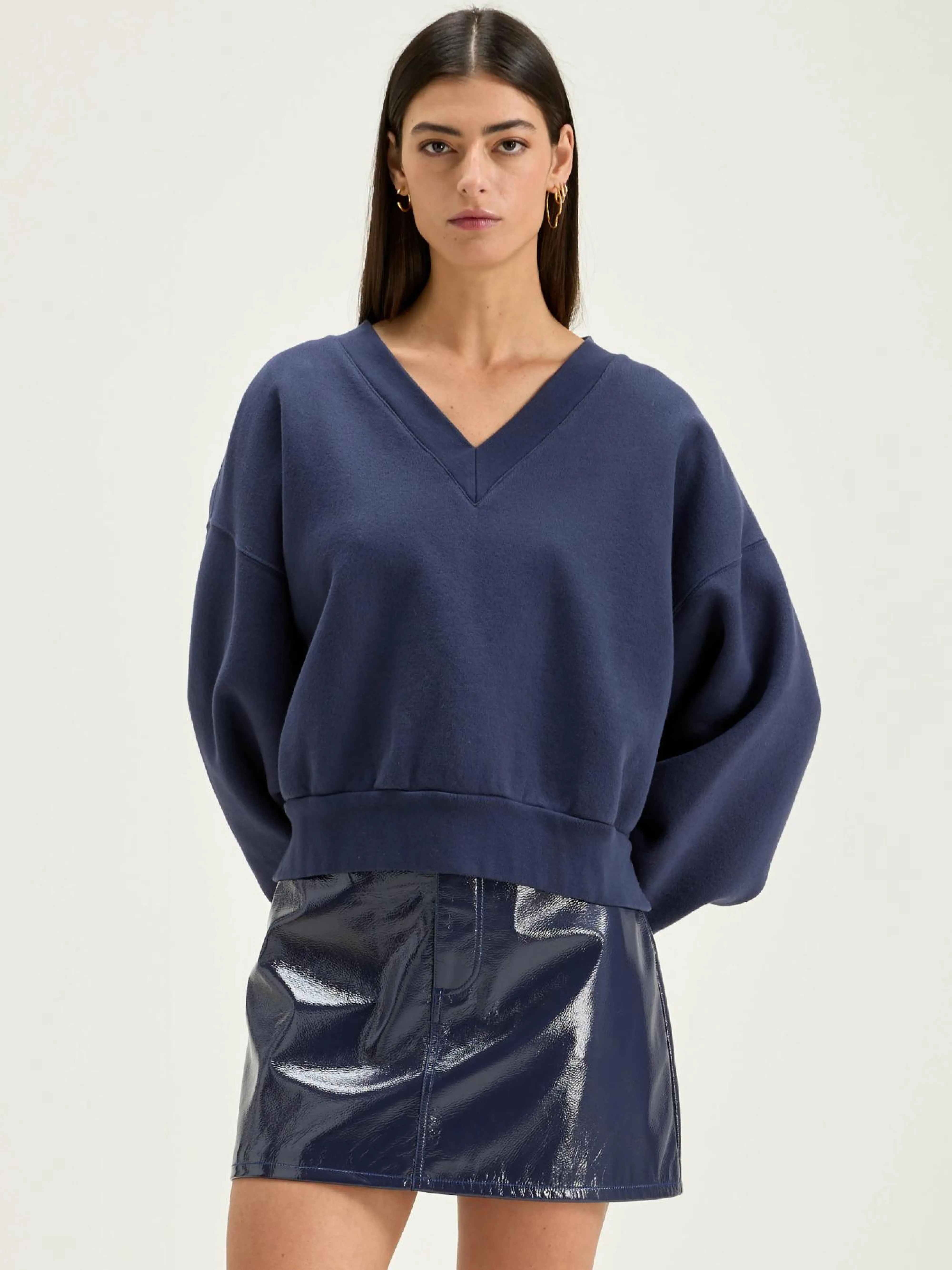 Store Bellerose Varola V-hals Sweatshirt Naval